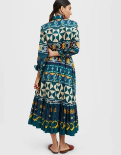 Sunset SkirtCasareale Plac&egrave;e Emerald in Summer Poplin