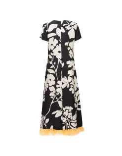 Swing Dress (With Feathers)Winter Jasmine in Twill Silk