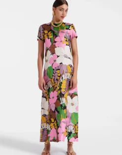 Swing DressBig Flower in Silk Twill