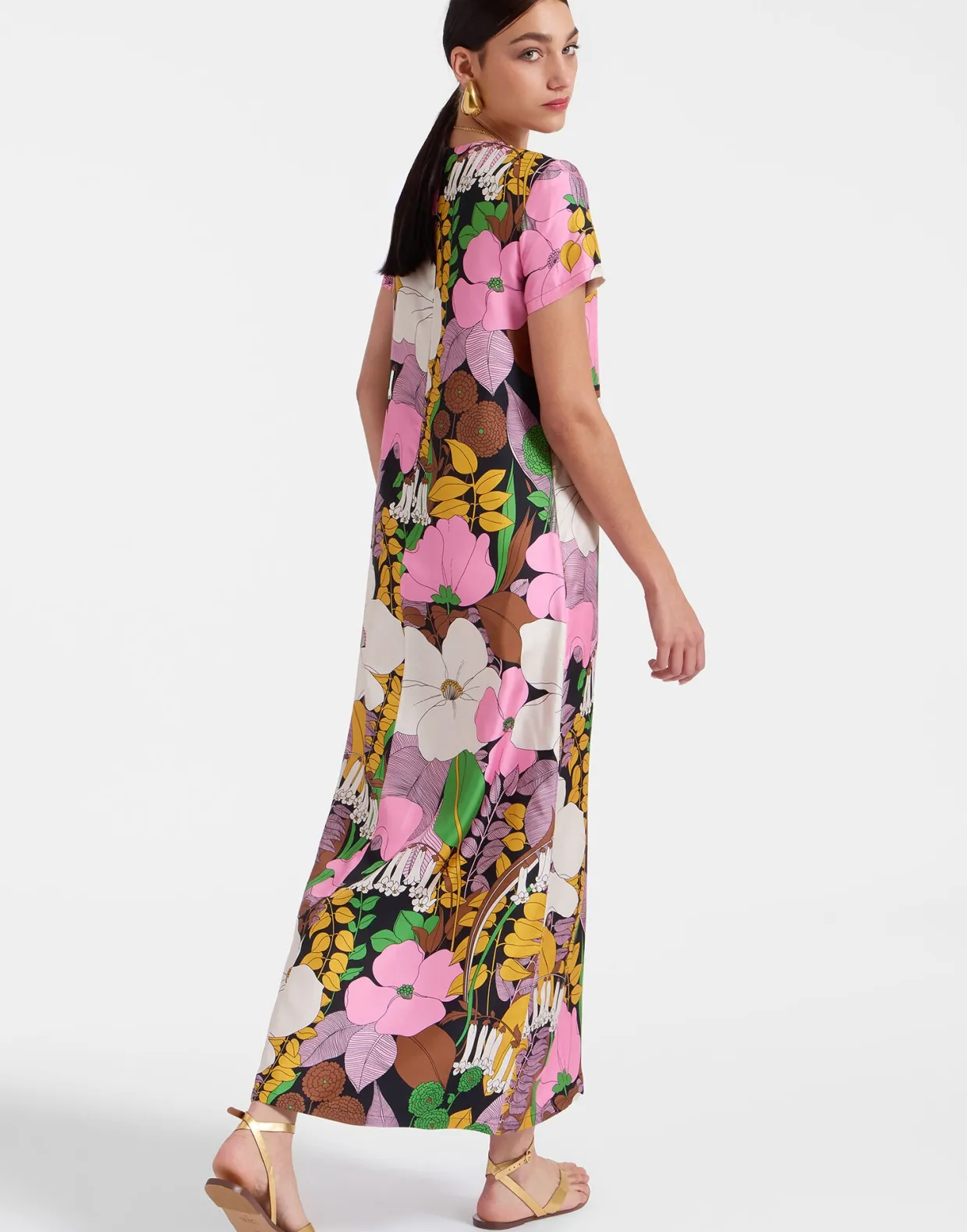 Swing DressBig Flower in Silk Twill