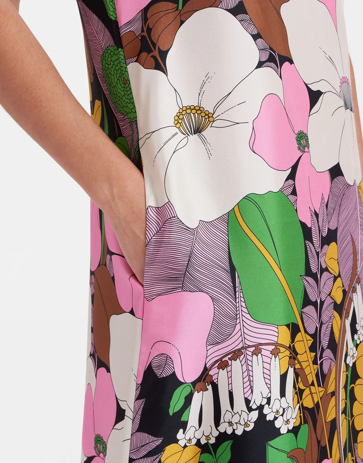 Swing DressBig Flower in Silk Twill