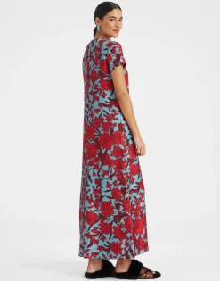 Swing DressLilium Turchese in Silk Twill