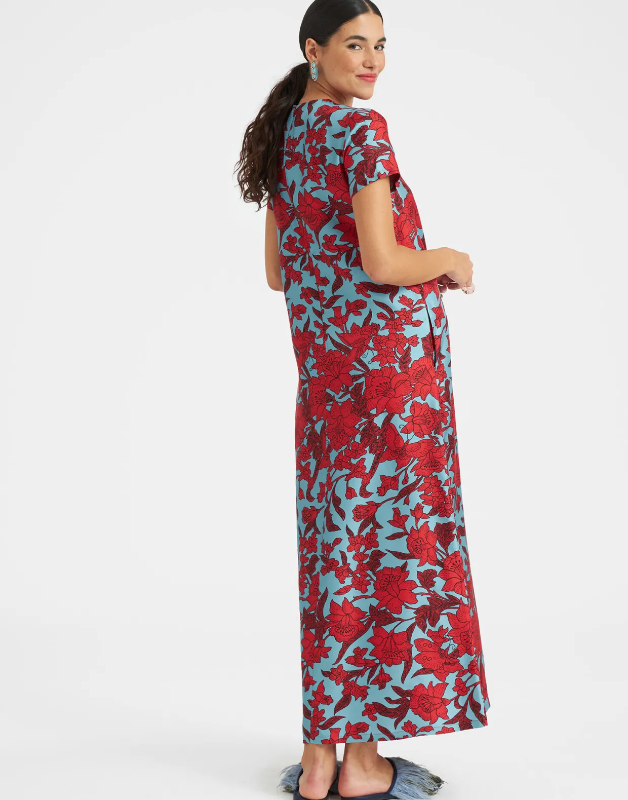 Swing DressLilium Turchese in Silk Twill