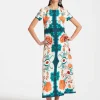 Swing DressMorpheus Plac&eacute;e Orange in Silk Twill