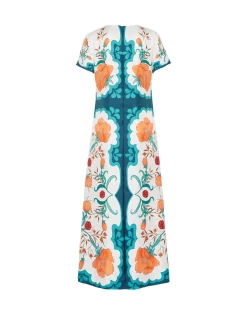 Swing DressMorpheus Plac&eacute;e Orange in Silk Twill