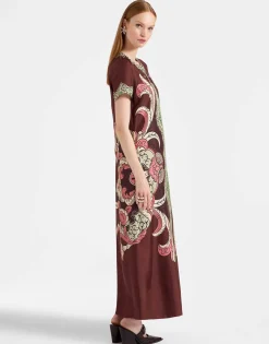 Swing DressPortal Plac&eacute;e Brown in Silk Twill