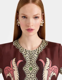 Swing DressPortal Plac&eacute;e Brown in Silk Twill