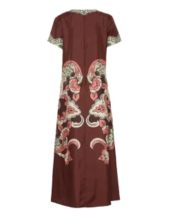 Swing DressPortal Plac&eacute;e Brown in Silk Twill