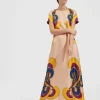 Swing DressRainbow Swirl Rosa Plac&eacute;e in Twill Silk