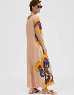Swing DressRainbow Swirl Rosa Plac&eacute;e in Twill Silk