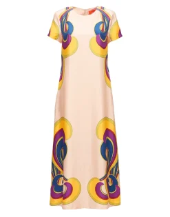 Swing DressRainbow Swirl Rosa Plac&eacute;e in Twill Silk