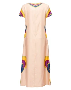 Swing DressRainbow Swirl Rosa Placée in Twill Silk