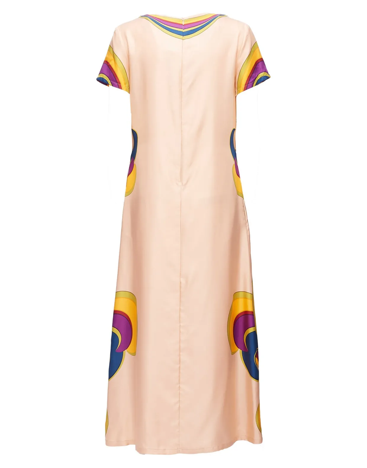 Swing DressRainbow Swirl Rosa Placée in Twill Silk