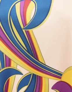 Swing DressRainbow Swirl Rosa Plac&eacute;e in Twill Silk