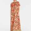 Swing DressReef Pale Pink in Silk Twill With Feathers