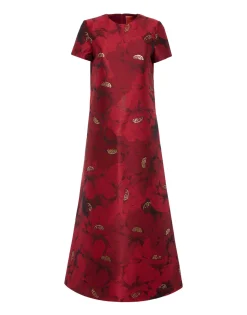 Swing DressRuby Red in Jacquard