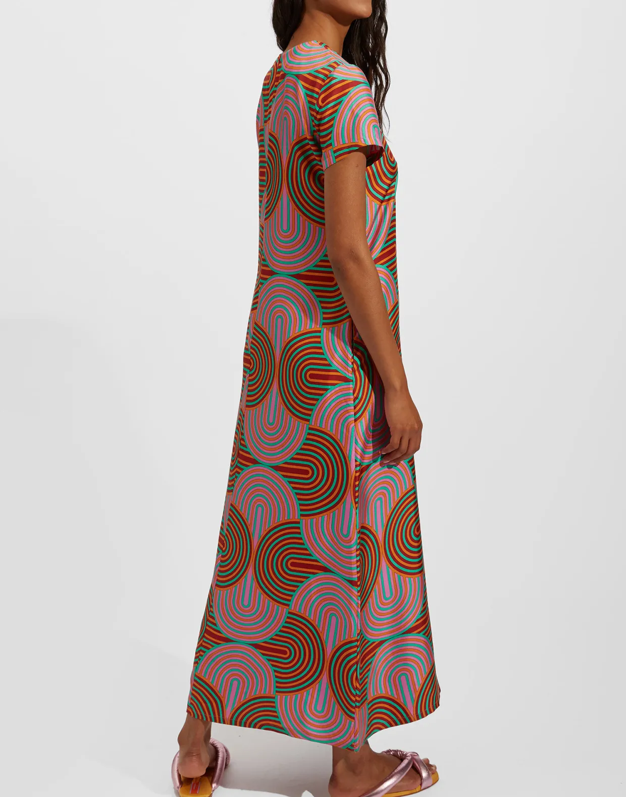 Swing DressSlinky Rosso in Silk Twill