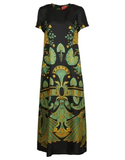 Swing DressThe Nile Placée Black in Silk Twill