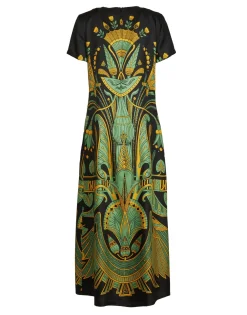 Swing DressThe Nile Placée Black in Silk Twill