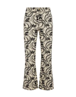 The Cropped Flare JeanAperol Black & White in Cotton Drill