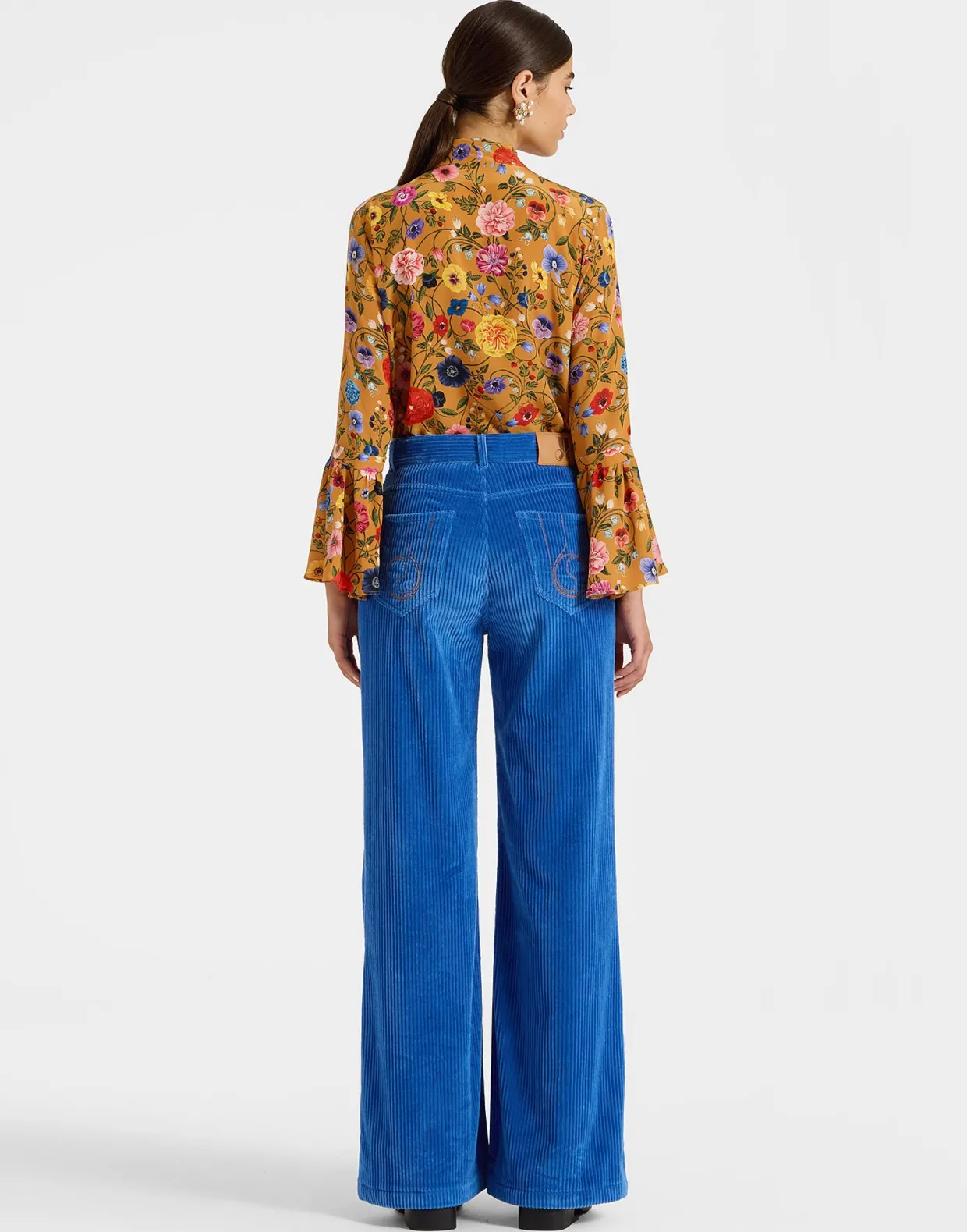 The Flare PantsSolid Light Blue in Velvet Corduroy