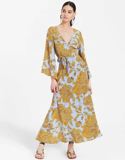 The Wrap DressTangle Light Blue in Crepe De Chine