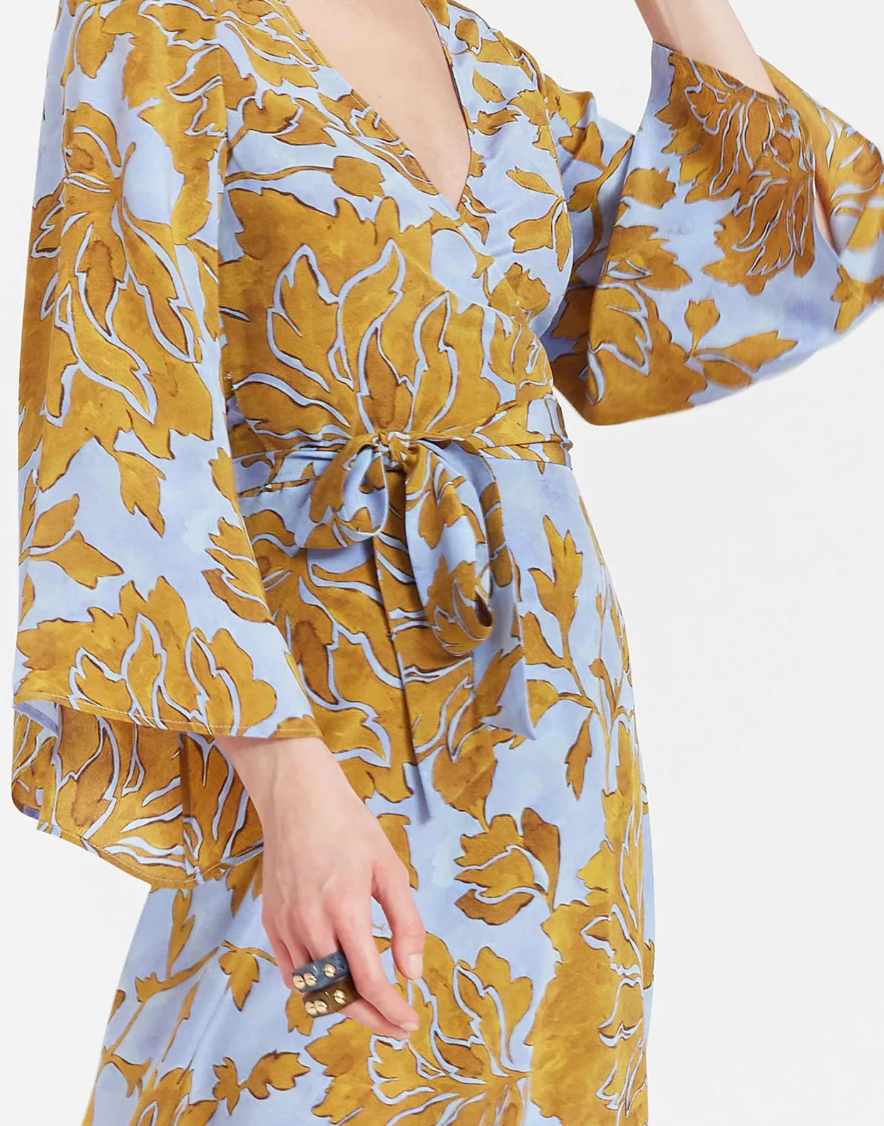 The Wrap DressTangle Light Blue in Crepe De Chine