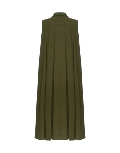 Tootsie DressSolid Camouflage in Crisp Poplin With Lacey Ribbons