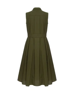 Tootsie DressSolid Camouflage in Crisp Poplin With Lacey Ribbons