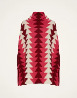 Trine CapeBordeaux in Wool Intarsia