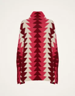 Trine CapeBordeaux in Wool Intarsia