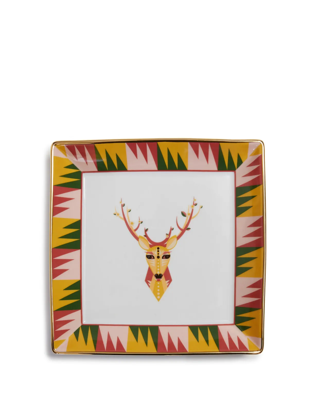 Trinket Tray (20X20)Deer in Porcelain