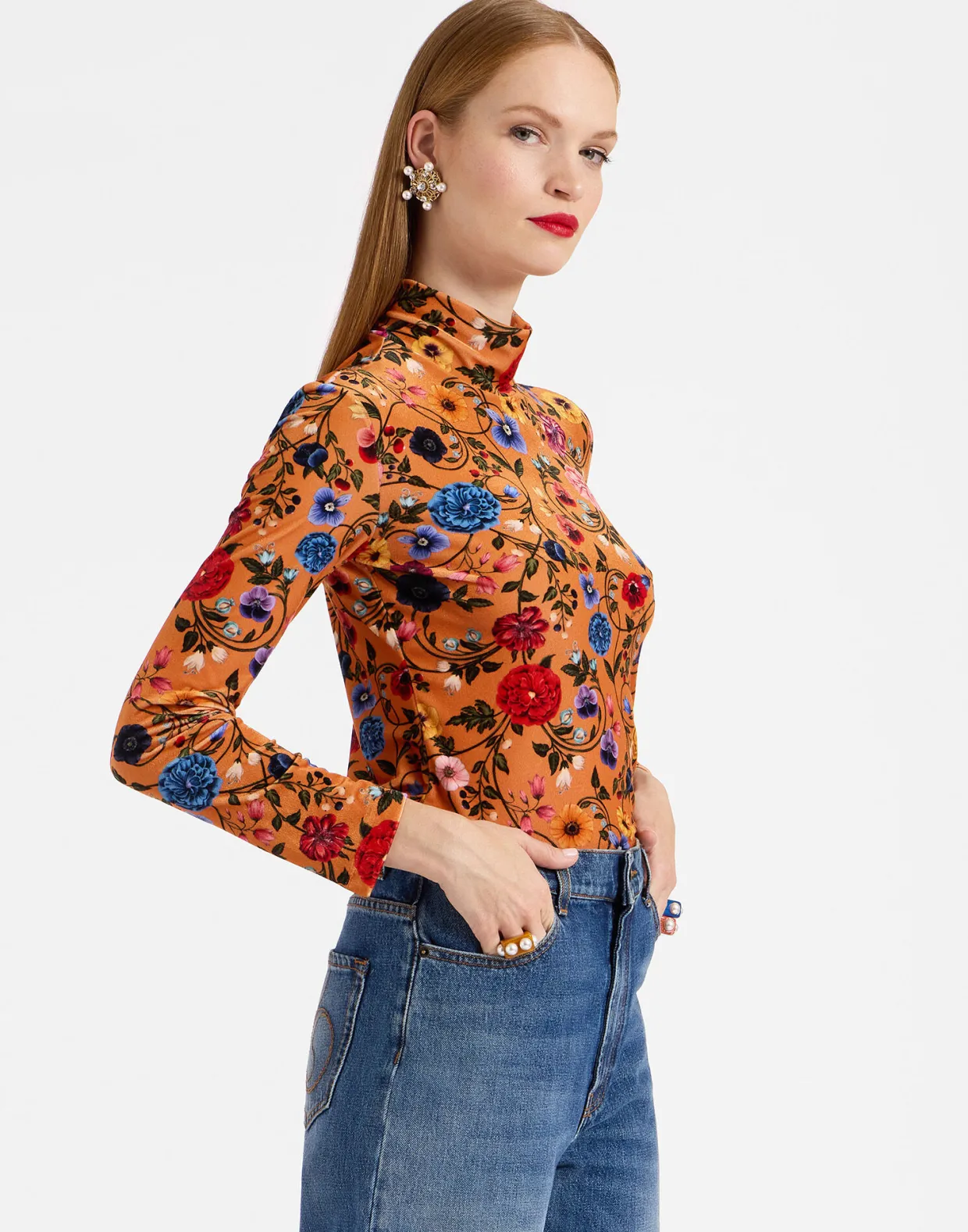TurtleneckBotticelli Rust in Velvet Stretch