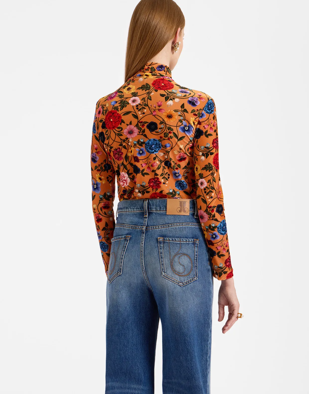 TurtleneckBotticelli Rust in Velvet Stretch