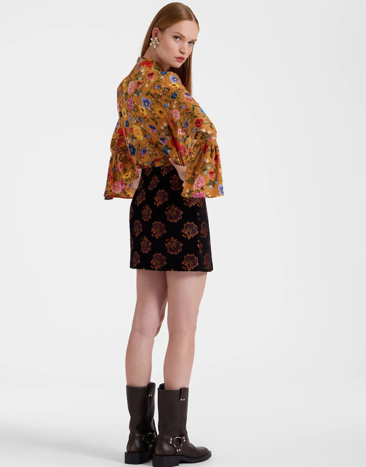 Twiggy SkirtRosette Black in Jacquard