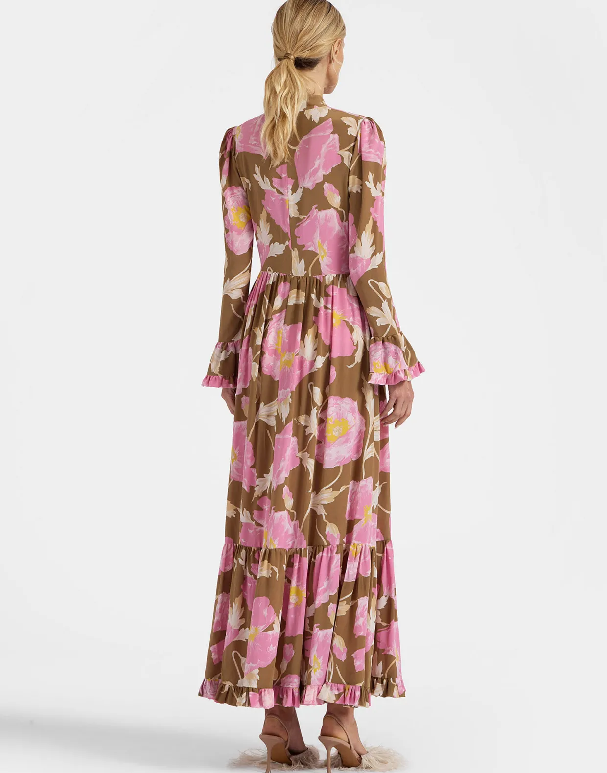 Visconti DressSylph Khaki in Crepe De Chine Silk