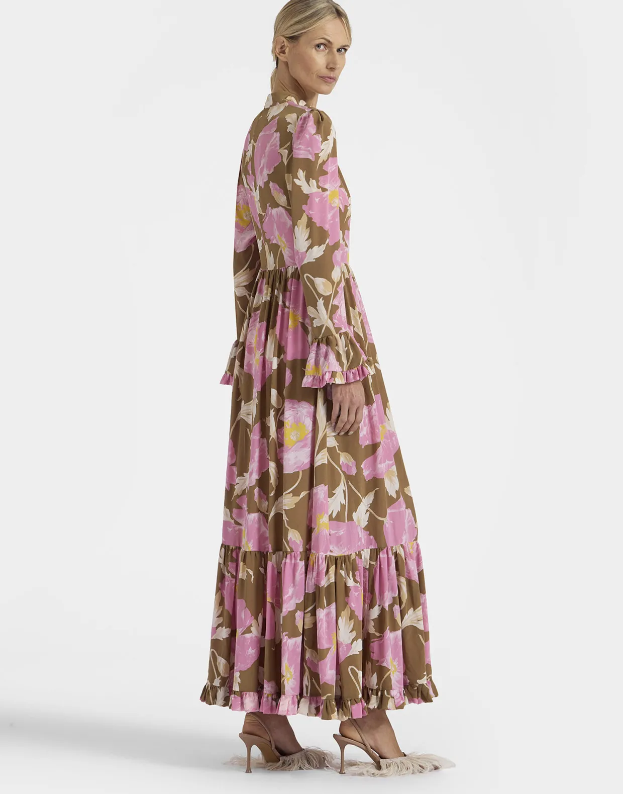 Visconti DressSylph Khaki in Crepe De Chine Silk