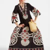 Viviana DressMedallion Plac&eacute;e Black in Cotton Voile