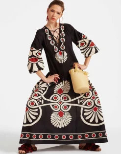 Viviana DressMedallion Placée Black in Cotton Voile