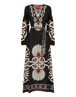 Viviana DressMedallion Plac&eacute;e Black in Cotton Voile