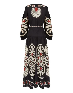 Viviana DressMedallion Plac&eacute;e Black in Cotton Voile