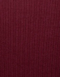 V-Neck High Kick TopSolid Burgandy in Ribbed Silk Cashmere With Feathers