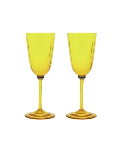 Wine Glasses Set Of 2Yellow in Murano Glass