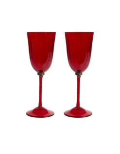 Wine Rainbow Glasses Set Of 2Red in Murano Glass